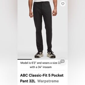Lululemon ABC Men's Classic Black Pants